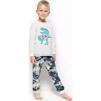 Chlapecké pyžamo Chlapčenské pyžamo Dino dlhé - 86 / béžový melír