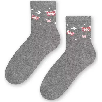 Dámské ponožky Dámské ponožky s motýlky - 38-40 / šedá