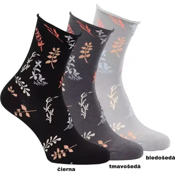 Dámské ponožky Dámské ponožky Flowers RS - 35-38 / světle šedá