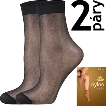 Dámské punčochy Ponožky Nylon socks B 20 DEN - 2 páry - černá