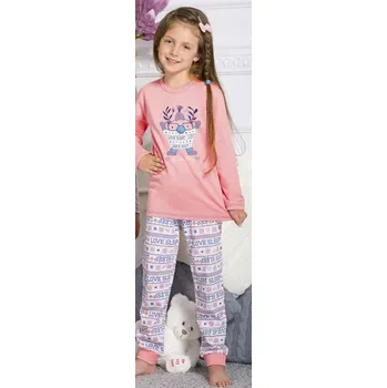 Dámské pyžamo Dívčí pyžamo s tučáky dlouhé - 146 / růžová