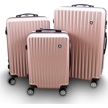 Sada kufrů Cestovní kufry na kolečkách Zlato-růžové SET 3 ks odolné M17079