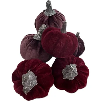 Textilní mini tykve dekorativní - 6 ks, hnědé