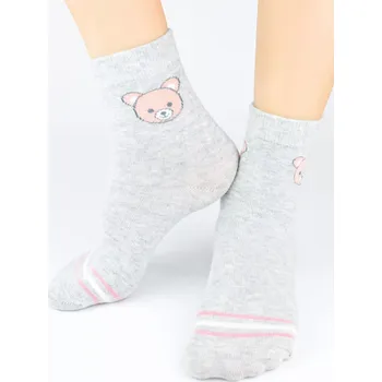 Dámské punčochy Dívčí ponožky Medvídek N - 31-34 / světle šedý melír