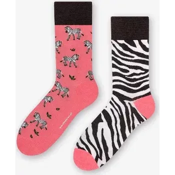 Dámské punčochy Dámske nerovnaké ponožky Zebra - 35-38 / lososová