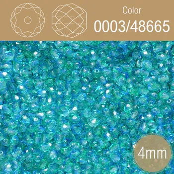 Korálek Korálky BROUŠENÉ 4mm. Barva 0003/48665. Průhledná vícebarevná . Balení 120Ks.