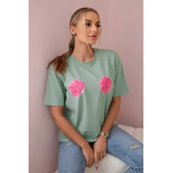 Dámská halenka Bavlněná halenka s květinovým potiskem tmavá máta UNI