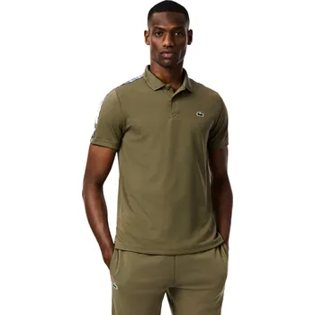 Pánské tričko Pánské tričko Lacoste Ultra-Dry UPF30 Logo Stripe Sport Polo Olive M