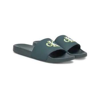 Pánské pantofle Nazouváky Calvin Klein Jeans Slide Jelly Mono Pu YM0YM01281 Zelená 46