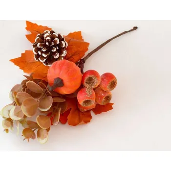 umělá květina Přízdoba - podzimní větvička s dýní
