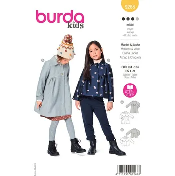 Střih Burda žlutý 9268 - dětský vlněný kabát