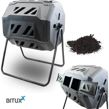 Sada zahradního nářadí Bubnový kompostér do zahrady Dvoukomorový 160l Otočný Bituxx MS19136