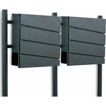 Poštovní schránka Dvojitá poštovní schránka grafitová 120 cm Bituxx práškově lakovaná schránka na noviny M18446