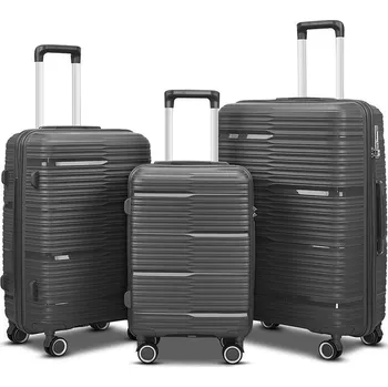 Sada cestovních kufrů 3ks Barut Šedé ABS 4 kolečka 360° teleskopická rukojeť M19065