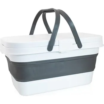 Grilovací nářadí Skládací piknikový koš Nákupní košík Stolek na ohniště s víkem Bílý M18812