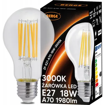 Osvětlení BERGE LED žárovka s vkláknem E27 - 18W - teplá bílá