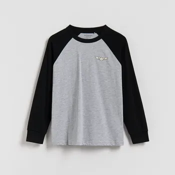 Reserved - Bavlněné tričko s dlouhými rukávy - černý - 571FJ-99X - 571FJ-99X-U15