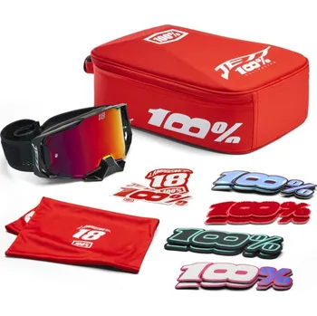 Motocyklové brýle ARMEGA HIPER JETT SPECIAL - 100%, (červené plexi)