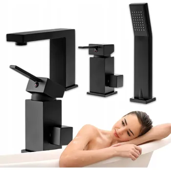 Vodovodní baterie Vanová baterie páková, montáž na okraj vany Silla CUBO černá