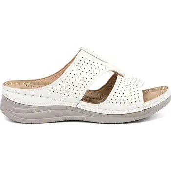 Dámské žabky Pěkné dámské bílé nazouváky na plochém podpatku 39