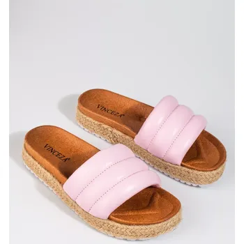 Dámské žabky Designové nazouváky dámské růžové na klínku 36