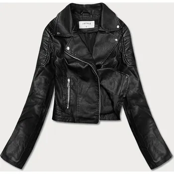 Krátká černá bunda ramoneska z ekologické kůže (11Z8028) odstíny černé L (40)