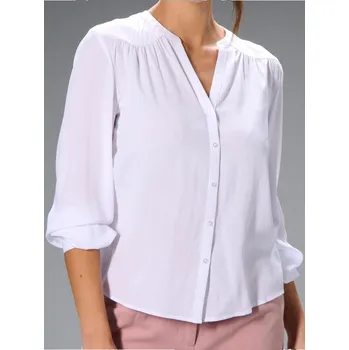 Oblečení a móda Sinsay - Nařasená košile - bílá - 244FI-00X - 244FI-00X-XS