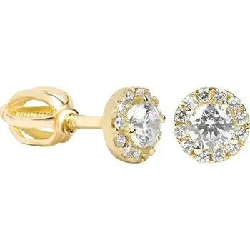 Náušnice Leru Zlaté náušnice s bílým krystalem na šroubek