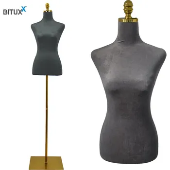 Figurína Krejčovská figurína Šedý velur do obchodu výloh Nastavení výšky TORS Bituxx MS19513