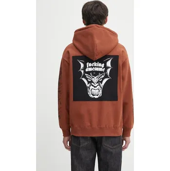 Pánská mikina Mikina Fucking Awesome Nightmare pánská, hnědá barva, s kapucí, s potiskem, PN20085, XL, 88X