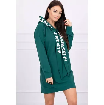 Dámské šaty Oversize šaty s kapucí tmavě zelené UNI