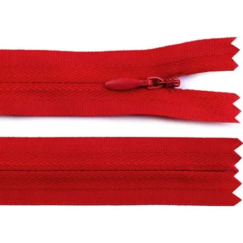 Zip Skrytý Spirálový Zip - Šíře 3 mm, Délka 35 cm - Pro Delší Oděvy - 148 červená