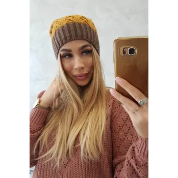 Čepice Fleecová čepice Bibiana K264 mocca+mustard UNI
