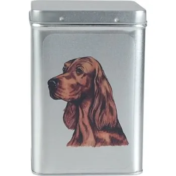 Dóza na potraviny Plechová dóza s obrázkem psa plemene irský setr