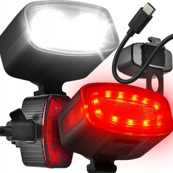 Cyklosvítilna Sada LED světel na kolo přední a zadní, nabíjení USB-C