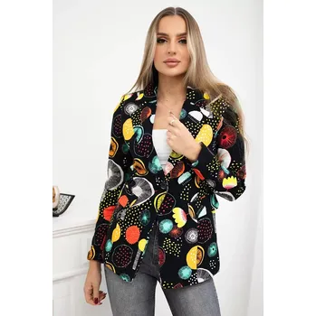 Bavlněná bunda s potiskem a knoflíkem černý M