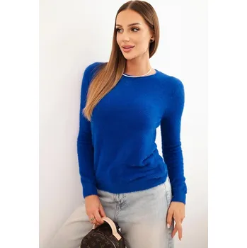 Dámský svetr Dámský svetr z alpaky s kulatým výstřihem chabrový UNI