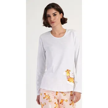 Dámské pyžamo Dámské pyžamo dlouhé Žirafa světle šedá S