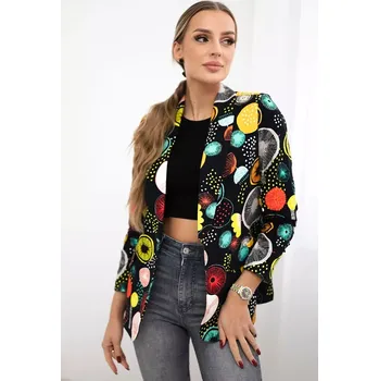 Bavlněná bunda s barevným potiskem černý L