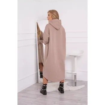 Dámské šaty Zateplené šaty s kapucí tmavě béžové UNI