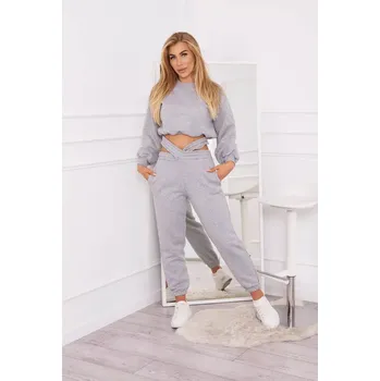 Dámská halenka Zateplená souprava s krátkou mikinou šedá UNI