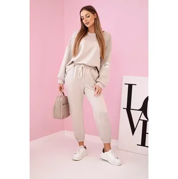 Komplet teplákové + kalhoty máslová látka béžový UNI