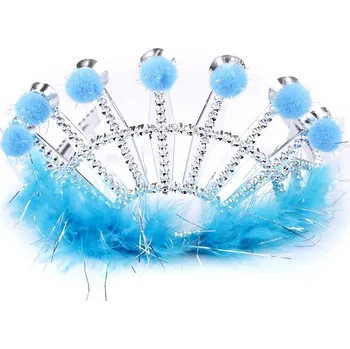 Čelenka Karnevalová korunka s peřím - 4 tyrkysová