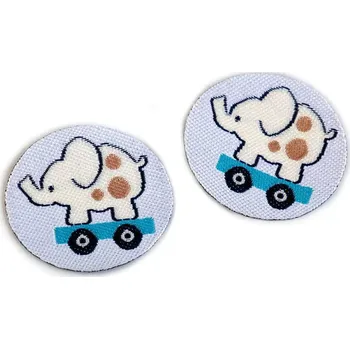 Textilní nažehlovací páska Nažehlovačka malá 1 kus - mix motivů - 4 modrá sv. - slon