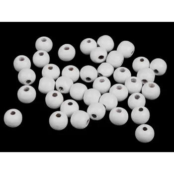 Dětské navlékací korálky Dřevěné korálky Ø10 mm 20g - 21 bílá