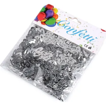 Konfety čísla 30; 40; 50; 60 - na párty, narozeninové oslavy - 3 (40) stříbrná