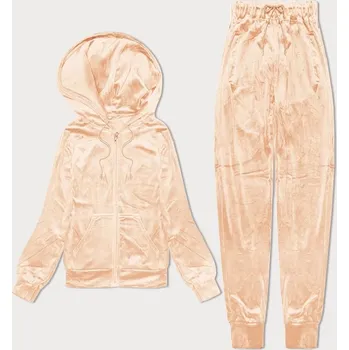 Dámská halenka Dámská velurová souprava v broskvové barvě s rozepínací mikinou (8C1176-150) odstíny oranžové XL (42)