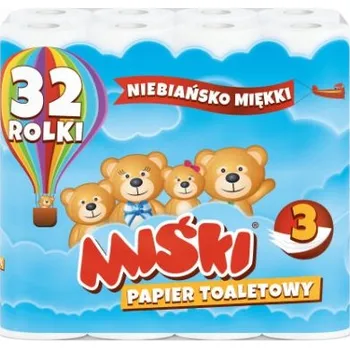 Toaletní papír Suchý toaletní papír bez vůně Miśki 32 ks