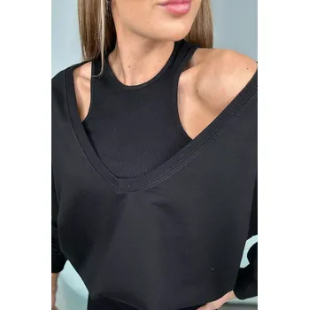 Dámská mikina 3-dílná sada mikina + top + legíny černá UNI