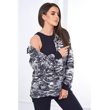 Dámská halenka 3dílná souprava Vřesoviště halenka, top a legíny šedá + černá UNI